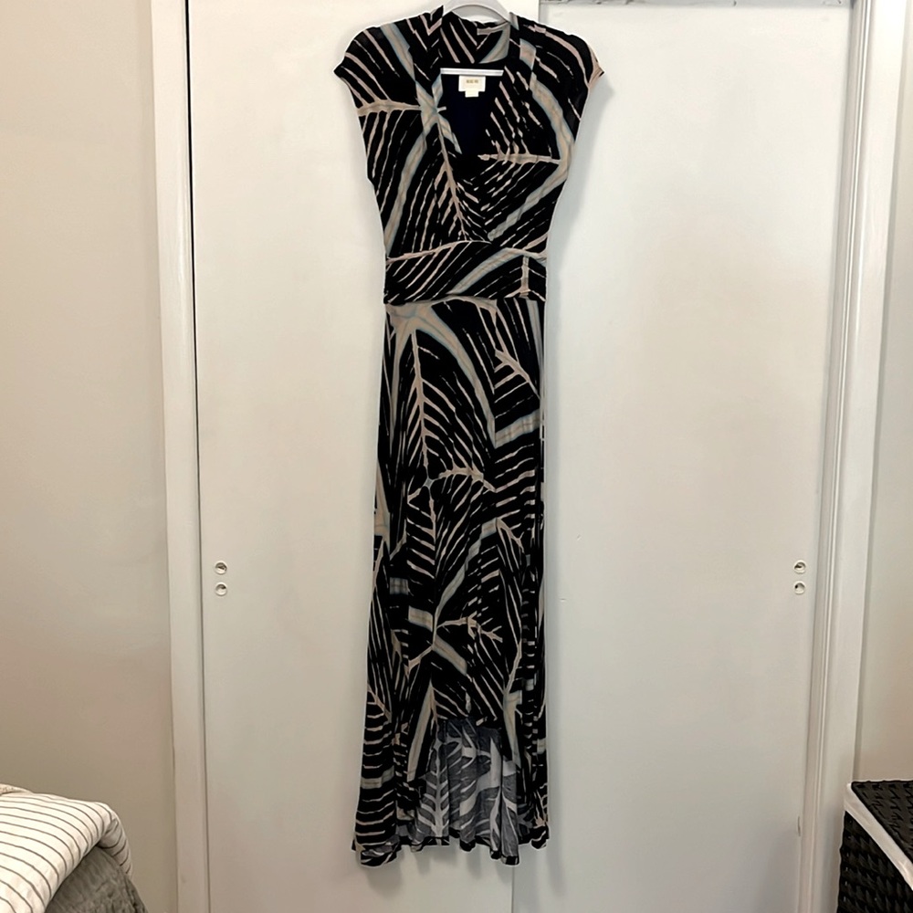 Navy patterned jersey maxi dress